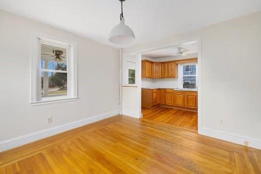 unfurnished living room featuring light hardwood / wood-style flooring