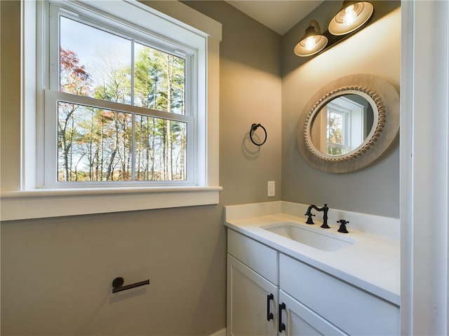 bathroom featuring plenty of natural light and vanity