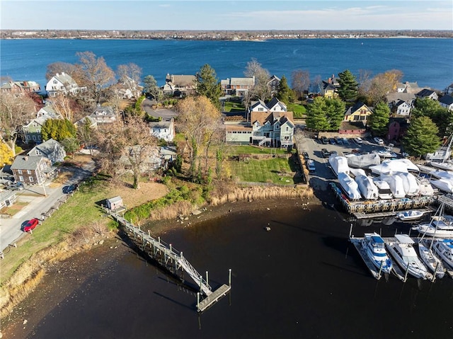 bird's eye view featuring a water view