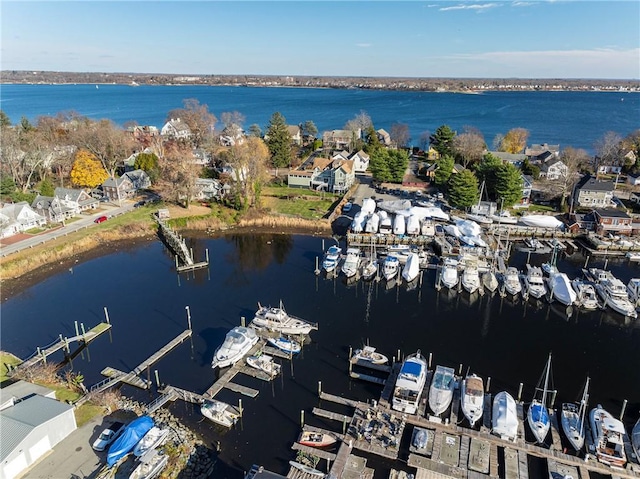 bird's eye view featuring a water view