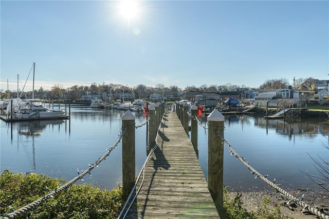 view of dock featuring a water view