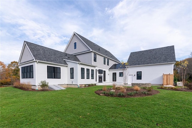 416 Bridgetown Rd, South Kingstown, RI 02874 - back of house with a shingled roof and a yard