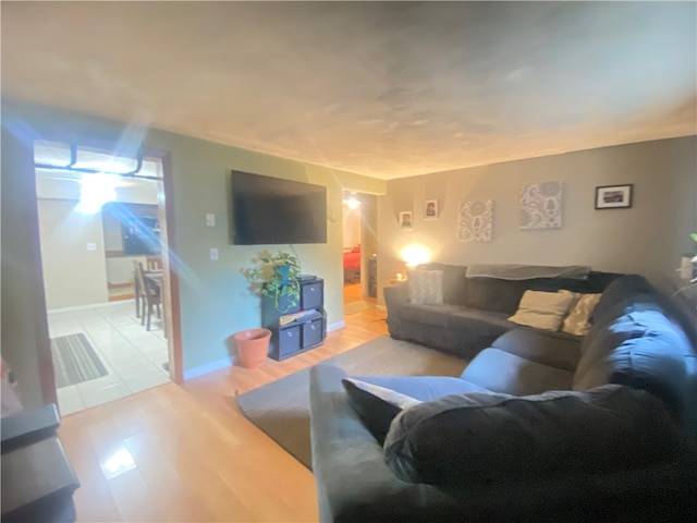 living room featuring light hardwood / wood-style floors