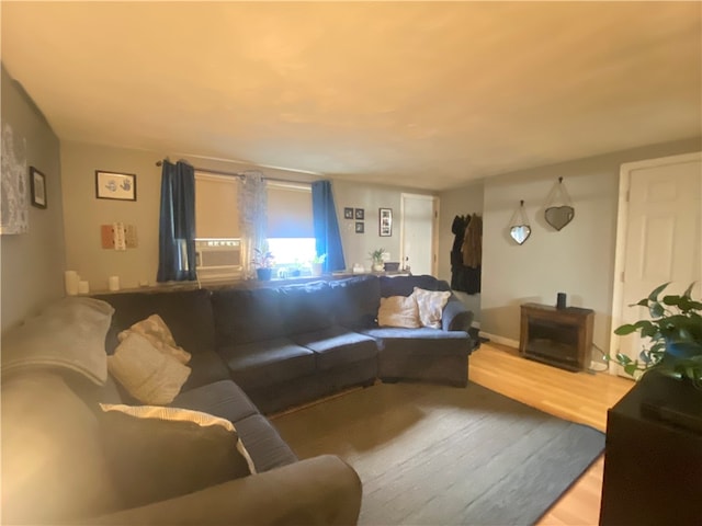 living room with hardwood / wood-style flooring