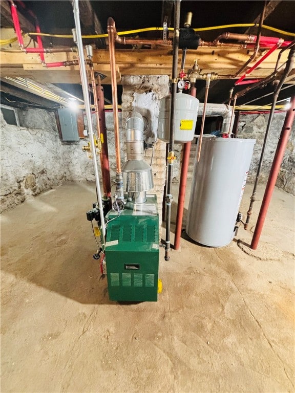 utility room featuring gas water heater