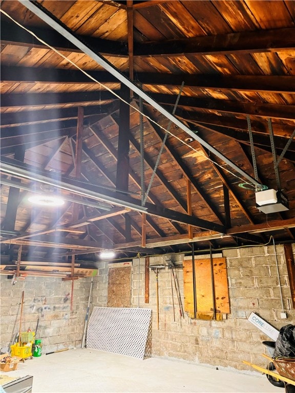 view of unfinished attic