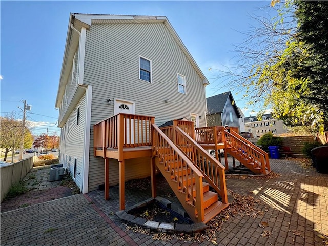 21 Grant St, Providence, RI 02909 - back of house with stairway, a deck, and a patio