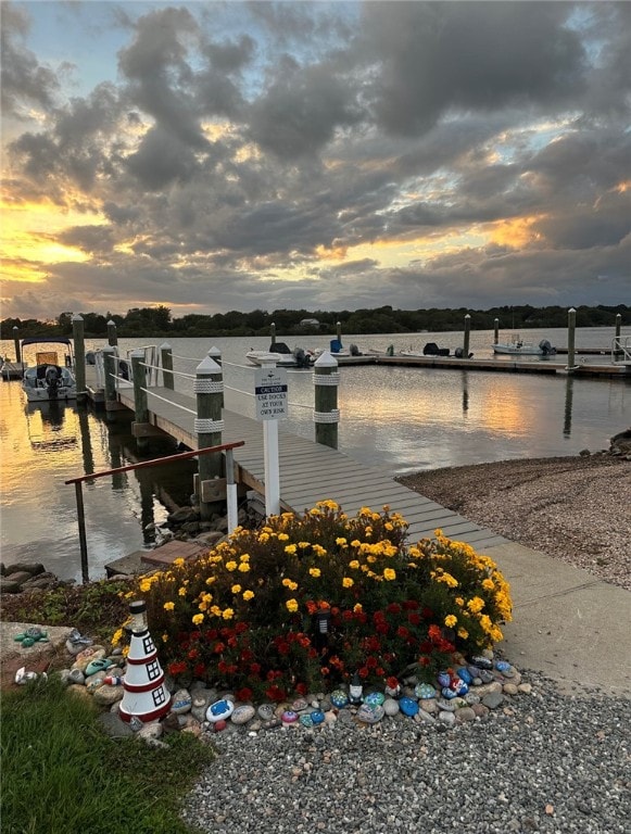 view of dock featuring a water view