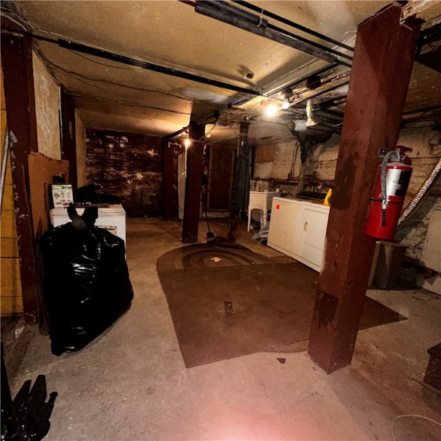 basement with independent washer and dryer