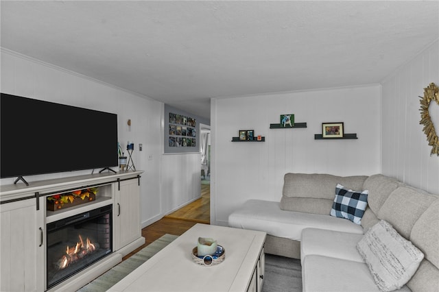 living room with hardwood / wood-style floors