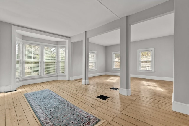 interior space with light hardwood / wood-style floors