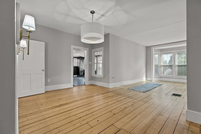 unfurnished living room with light hardwood / wood-style flooring