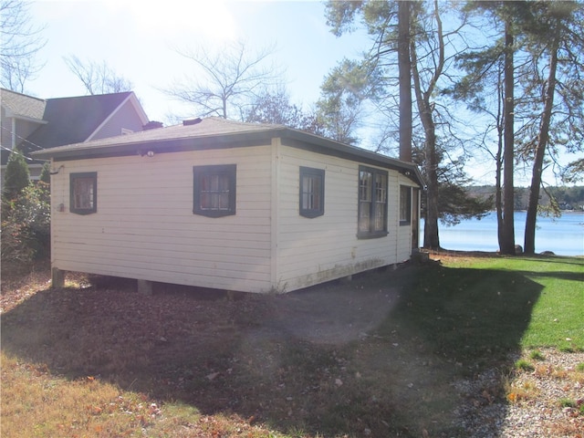 view of side of property featuring a water view