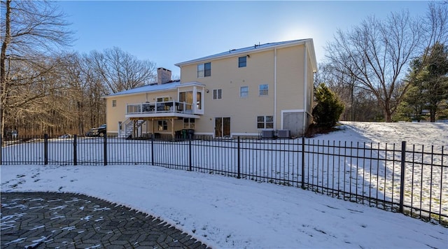 view of snow covered property