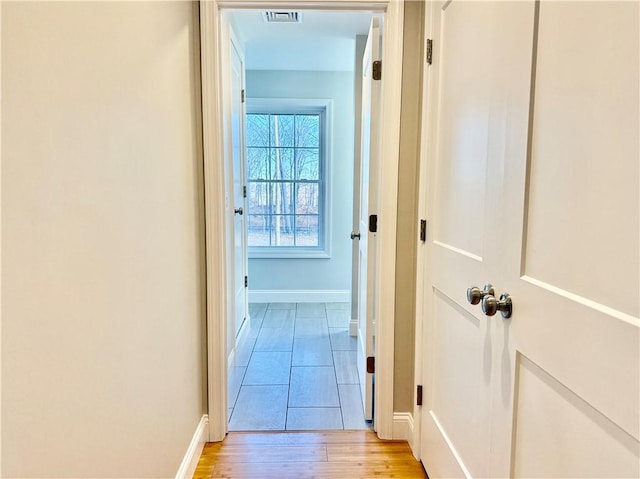 hall featuring light wood-type flooring