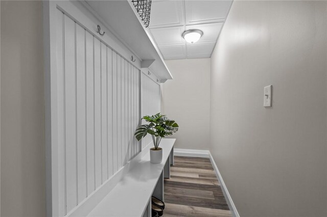 mudroom featuring dark hardwood / wood-style flooring