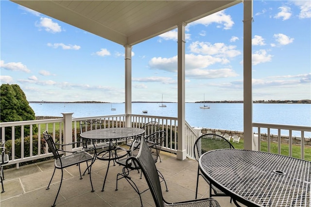 balcony with a water view