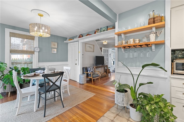 dining area with light hardwood / wood-style flooring