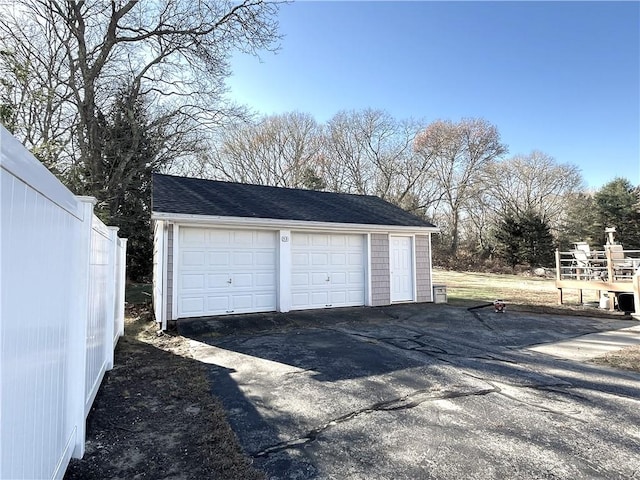 view of detached garage