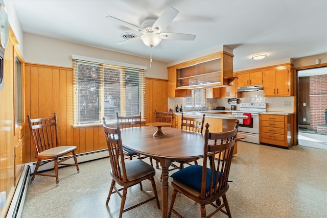 dining area featuring ceiling fan