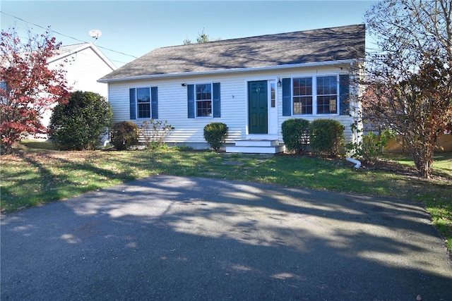 view of front facade with a front yard