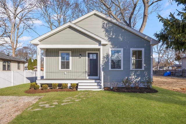 bungalow with a front lawn