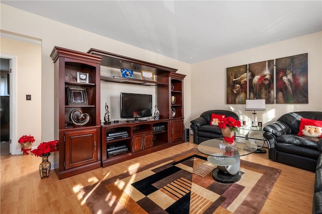 living room with light hardwood / wood-style floors