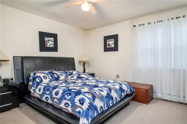 bedroom with carpet flooring and ceiling fan