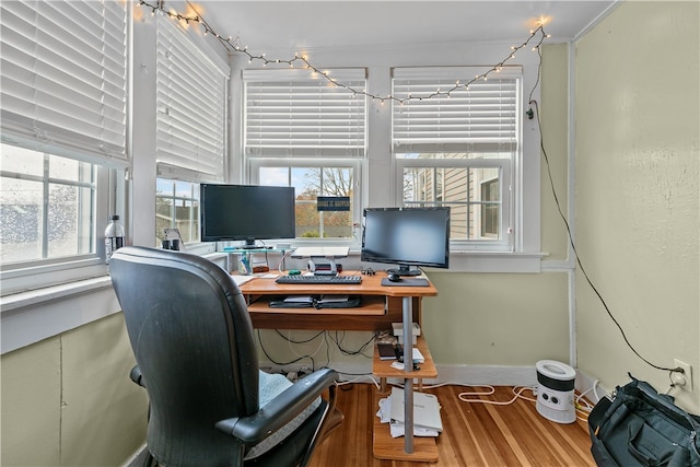 office space featuring wood-type flooring