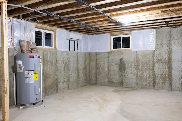 basement featuring electric water heater