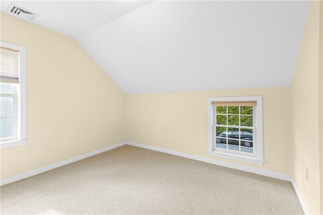 bonus room with carpet floors and lofted ceiling