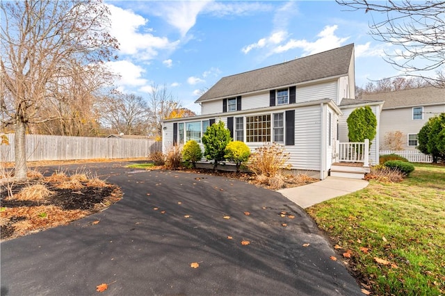 view of front of home with a front yard