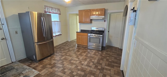 kitchen with appliances with stainless steel finishes