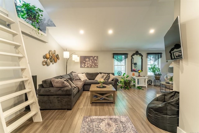 living room with hardwood / wood-style floors