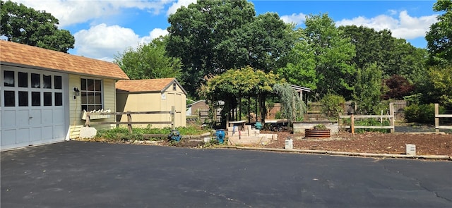 exterior space featuring a garage