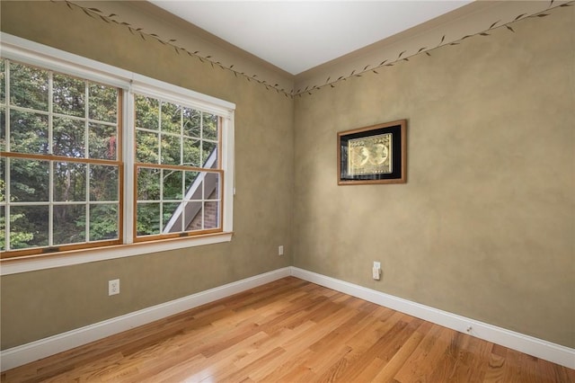 unfurnished room with light hardwood / wood-style flooring