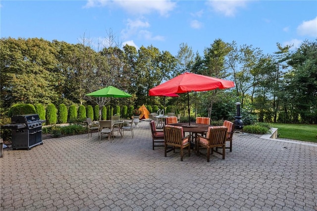 view of patio / terrace with a grill