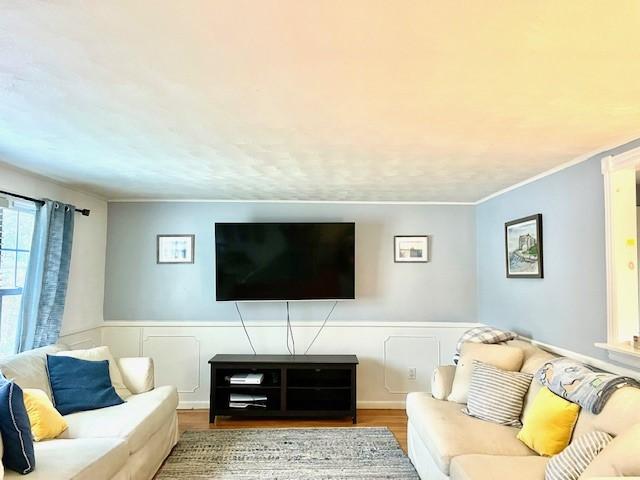 living room with light hardwood / wood-style floors