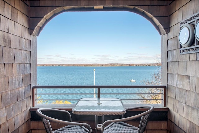 balcony with a water view