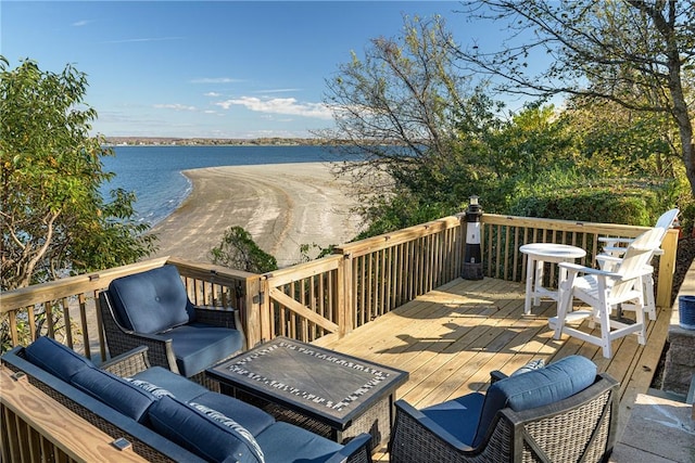 deck with a water view