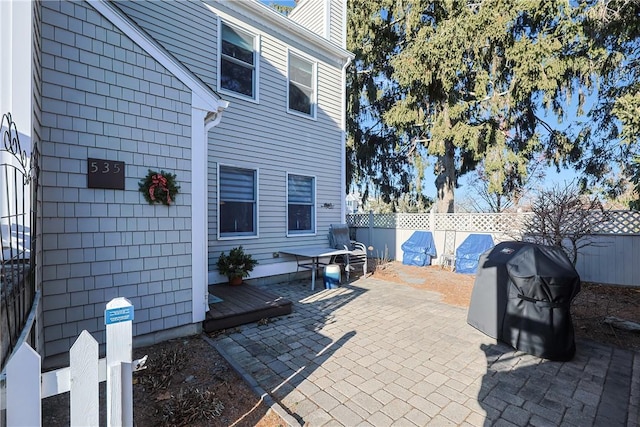 view of patio / terrace featuring a grill