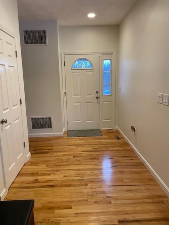 entrance foyer with light hardwood / wood-style floors