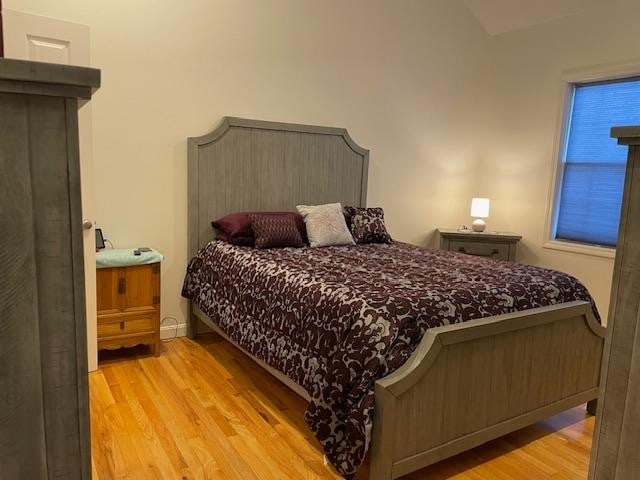 bedroom with light hardwood / wood-style flooring