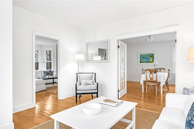 living room with hardwood / wood-style flooring