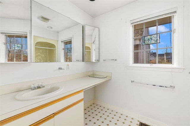 bathroom with vanity and a wealth of natural light