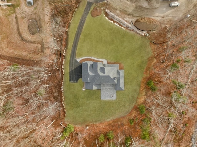 birds eye view of property featuring a rural view