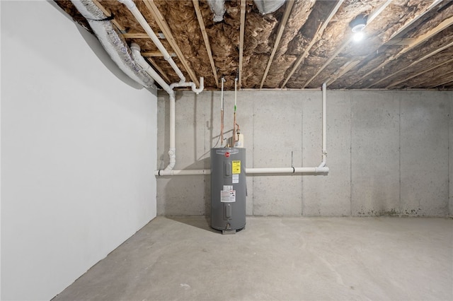 unfinished below grade area featuring water heater