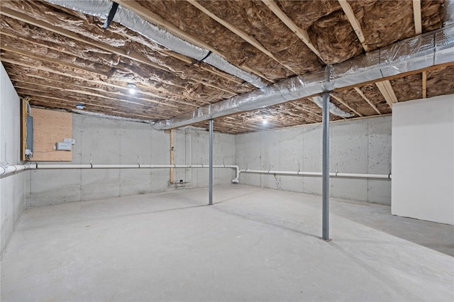 view of unfinished basement