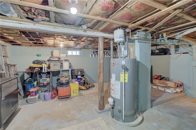 basement with gas water heater