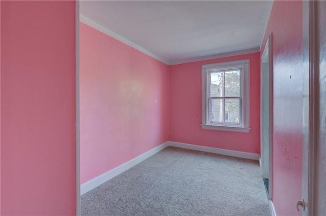 empty room with light carpet and ornamental molding